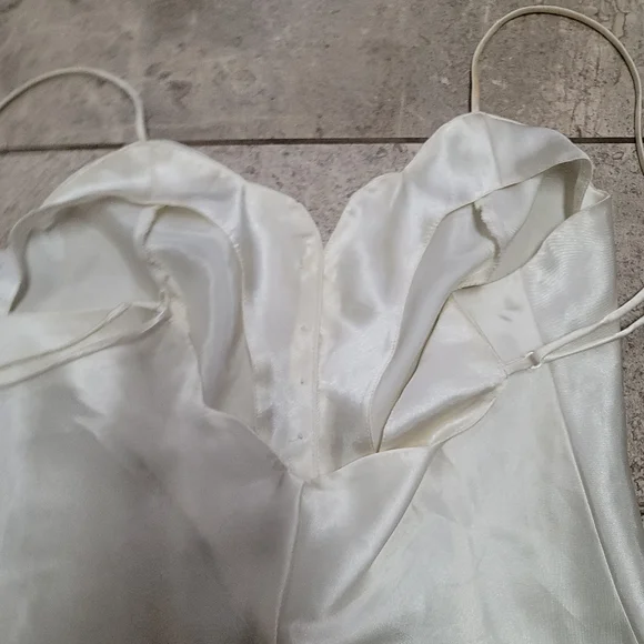 Vintage 90s Victoria’s Secret Gold Label Satin Bridal Slip Mini Dress Ivory - Picture 11 of 12